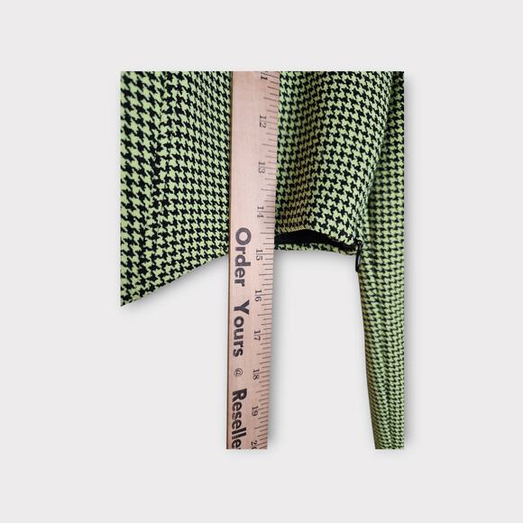 Zara Green Houndstooth Corset Crop Top Square Neck Long Sleeve Y2K Women's Small - Picture 8 of 9